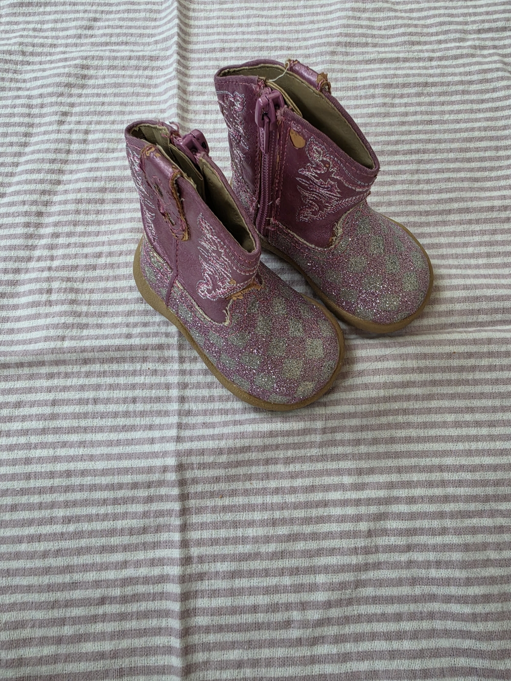 Roper Pink Glitter Cowgirl Boots Baby Newborn (AS-IS, Damage Noted)